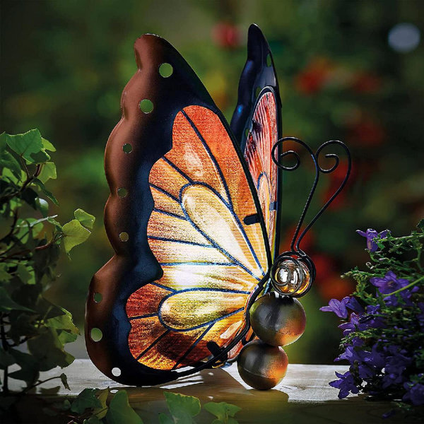 Trinx Outdoor Garden Solar Light Solar Powered Butterfly Statues LED